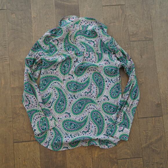 Boden 100% Silk Shirt in Chalky Pink Groovy Paisley US 4 - Picture 3 of 7